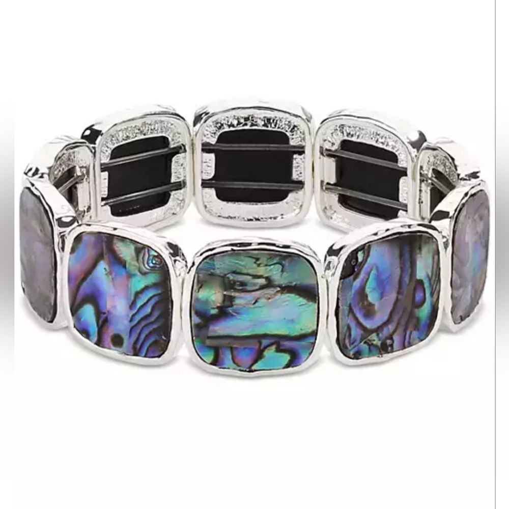 Silver-Tone Square Stone Stretch Bracelet, Created for Macy's